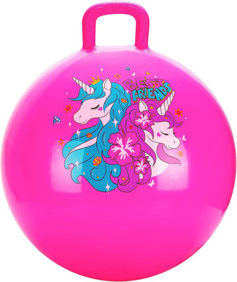 BBD Kitchen Shop Bouncy ball /HOPE BALL/ Hopper Jump N Bounce Handle Ride-on Toy Bouncy for Kids(Pink)
