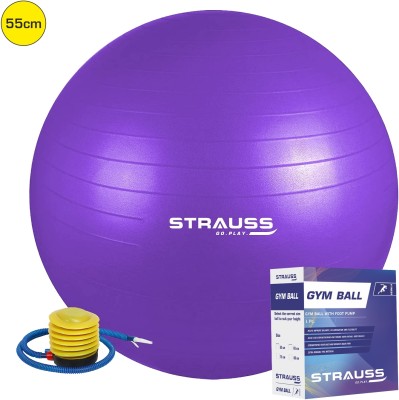 Strauss Anti Burst Gym Ball | Exercise Ball | Yoga Ball | Workout Ball , 55 Cm (Purple) Gym Ball(With Pump)