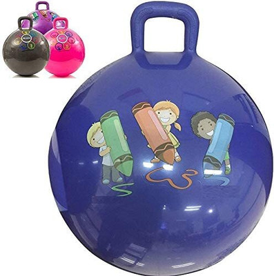 Pinopa Rubber Inflatable Hopping Hopper Hop Bouncy Jumping Ball with Handle for Kids Gym Ball(With Pump)