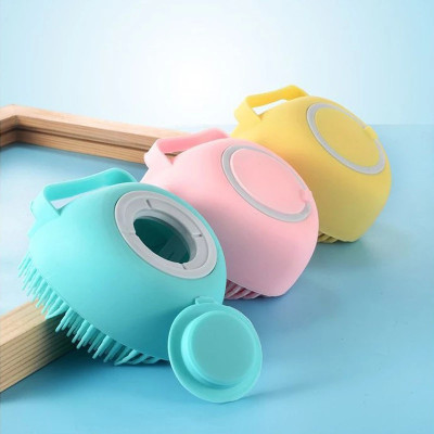 Decozare Exfoliating Scrubber 2 in 1 Loofah Cleansing Shampoo Brush Shower Gel Dispenser