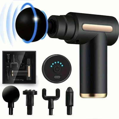 RjGuru Portable Massage Gun with 4 Heads Powerful Motor Massage Machine Gun