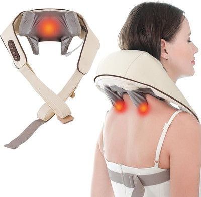 NUVIO 5D Neck and Back Massager with Heat | Deep Tissue, Rechargeable