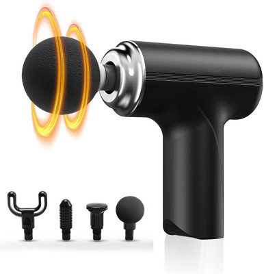 SOBO Portable Massager Gun For Deep Tissue Pain Relief With Powerful Battery With 4 Massager Head, 6 Speed Setting, Percussion Full Body Massage Machine Gun Massager(Black)