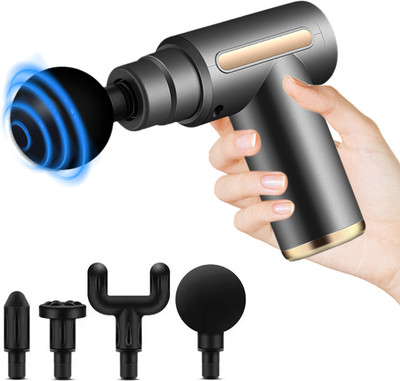 SOBO Exclusive Massager Gun For Deep Tissue Pain Relief With Powerful Battery, 4 Massager Head, 6 Speed Setting, Percussion Full Body Massage Machine Gun Massager(Silver)