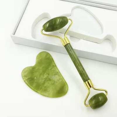 acuwellness Gua Sha Stone & Jade Roller Set of 1, for Face Massage & Glowing Skin Facial Massager for Women | Face Shaper Gua Sha And Jade Roller01 Massager(Green)