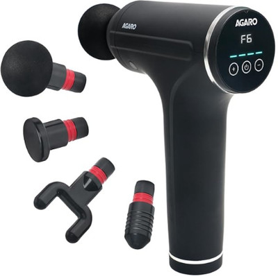 NUVIO Gun massager with 6 speeds & 4 heads delivers deep full-body muscle relief