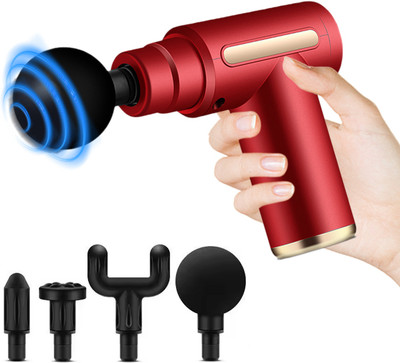 SOBO Powerful Massager Gun For Deep Tissue Pain Relief With 4 Massager Head, 6 Speed Setting, Lithium Ion Battery, Percussion Full Body Massage Machine Gun Massager(Red)