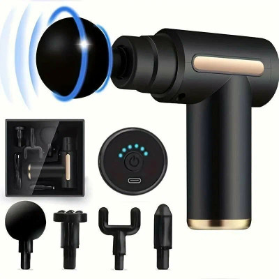 RjGuru Portable Massage Gun with 4 Heads Powerful Motor Massage Machine Gun