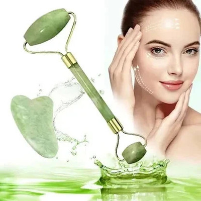 Lustrevine Face Stone Roller Massager with Gua Sha Stone Set Facial Roller