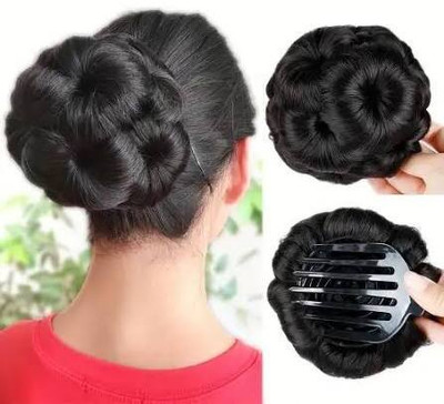 ALX Juda Panja Bridal styler Artificial Bun Tress Claw Hair Extension Bun (a15a) Hair Accessory Set(Black)