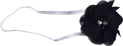 AkinosKIDS BabyGirl Newborn Black Elastic Soft Headband Embellished with Diamond Pearl Head Band(Black)