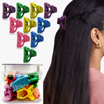 Lykaa Premium Matte Plastic Hair Clutcher/Claw Clip/Jaw Clips/Accessories - Pack of 10 Hair Accessory Set(Multicolor)