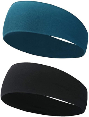 Caiuse Mens Headband - Running Sweat Head Bands for Sports Head Band Hair Band(Black, Turquoise)