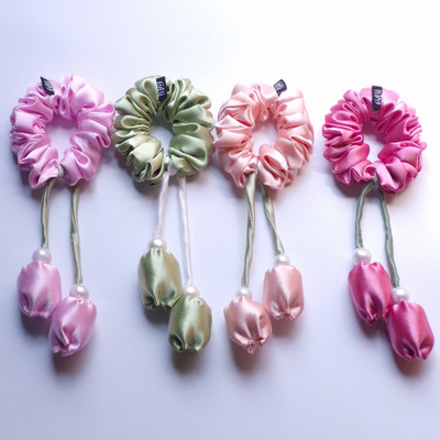 fyBi Beautiful Tulip Scrunchies for women and girls pack of4 small size Rubber Band(Multicolor)