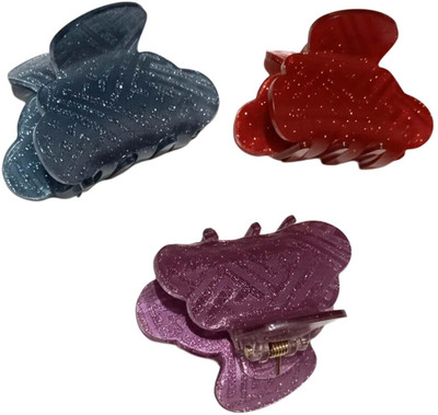 Alvero 3Pc Set Premium Glitter Hair Clutcher for Women, Wedding Party Styling Sparkly Hair Claw(Multicolor)
