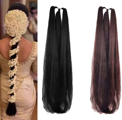 GIRISA PACK OF 2 LONG PARANDA CHOTI BLACK BROWN HAIR EXTENSIONS FOR WOMEN Braid Extension(Black, Brown)
