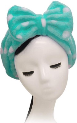 FOK Facial Makeup Velvet Strip Headband Yoga Sports Adjustable Elastic Hair Band Head Band(Green, White)