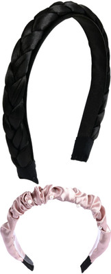 Munavi Elastic Rubber Hair Band hair combo(Black, Pink)