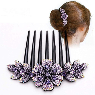 maycreate Flower Comb Pin Slide Girls Crystal Barrettes Bridal Charm Accessories Hair Clip(Multicolor)