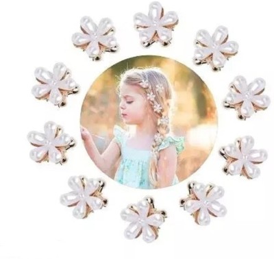 Fashion Alley 10pcs Mini Pearl Claw Clip, Retro Hair Clips with Daisy Flower Hair Clip(White)