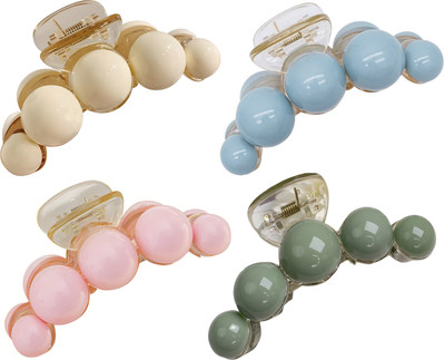 RosaStella 4 Pcs Korean Stylish Large Pearl Hair Claw Clutches for Women and Girls Hair Claw(Multicolor)