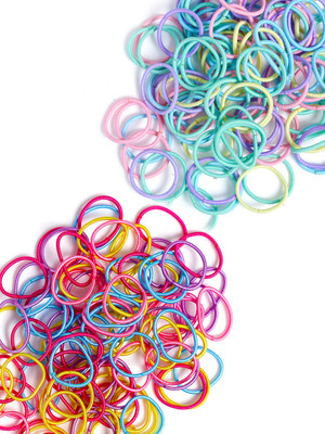 YELLOW CHIMES 200 Pcs in Set of Multicolor Colors Small Pony Holders with Kitty Rubber Band(Multicolor)