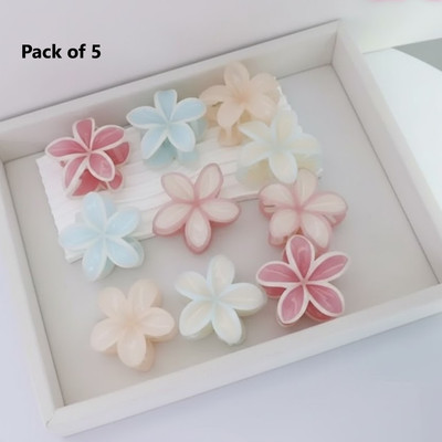 Prityka Beauty Korean Flower Clip Glossy & Matte Hair Clips for Trendy Gen Z Looks 5p Hair Claw(Multicolor)