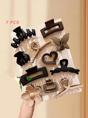 Prityka Beauty Hair Claw Clip Clutcher Ponytail Holder Jaw Clamps for Women & Girls 7p Hair Claw(Multicolor)