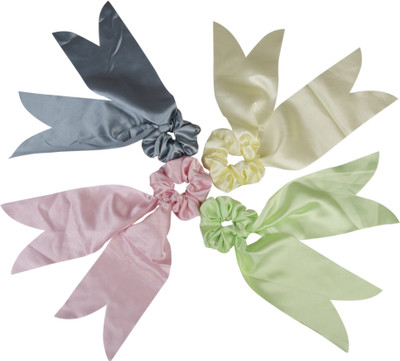 Matkooz SATIN TULIP SHAPE SCARF SCRUNCHIES Rubber Band(Multicolor)