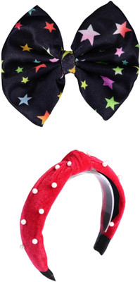 Munavi Elastic Rubber Hair Band hair combo(Black, Red)