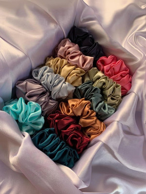 TIVRA Premium Silk Satin Scrunchies (pack of 12) Rubber Band(Multicolor)