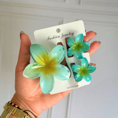 Freebies Korean Glossy Flower Hair Claw/Clip For Girls & Women(3 Pcs) 2 small 1 big Hair Clip(Multicolor)