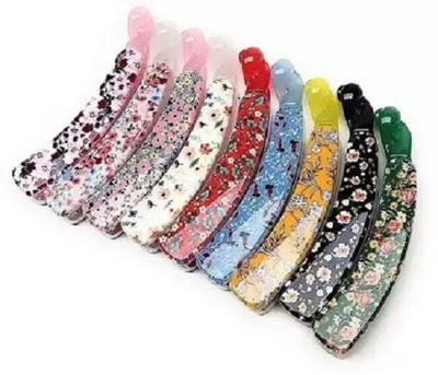 BRIJBAZAAR pack of 9 Plastic Printed Banana hair Clutch/Clips for Girls Hair Clip Banana Clip(Multicolor)