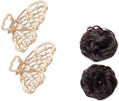 Sharum Crafts Butterfly Claw 2Pc & Messy Jalebi 2Pc Hair Clip(Multicolor)