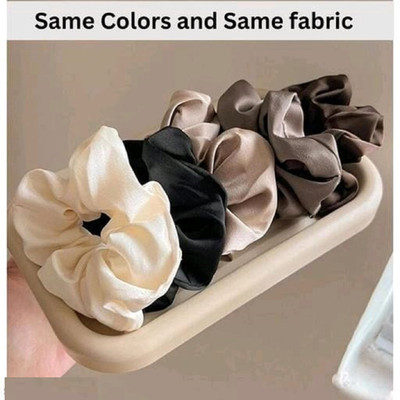 AALIYA INTERNATIONAL same color Premium Silk Satin scrunchies for women ( pack of 5 ) Rubber Band(Multicolor)