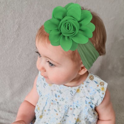 SYGA Rosebud Nylon Stretchable Elastic Combination Headband For Newborn, Toddler Baby Head Band(Green)