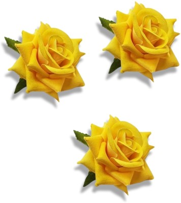 MICLAC Women Yellow Rose flower Clips for hair 3PCS Hair Clip(Yellow)