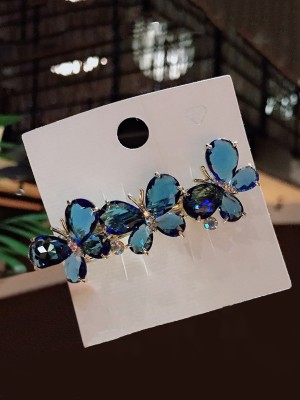 YELLOW CHIMES Hair Back Clips for Women Crystal Butterfly Hair Barrettes Metal Fancy French Hair Clips Decorative Hair Accessories Jewelry Hair Clip(Blue)