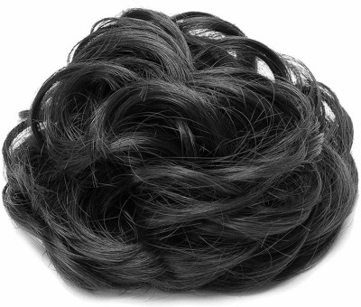 VSAKSH Pack of 1 Pcs Synthetic Party Look Messy/Curly Hair Juda Bun Maker Hair Extension for Girl's & Women - Black Bun(Black)