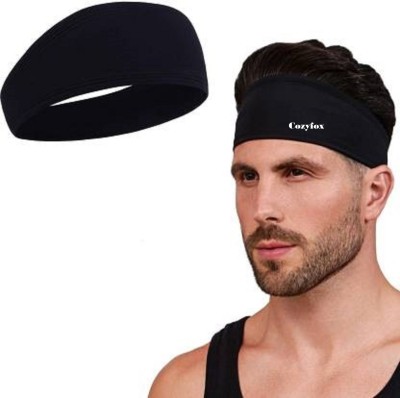 CozyFox Unisex Headbands for Men Women, Sweat Wicking Headbands for Sports Head Band(Black)