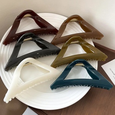 Dreamish Imitation New Triangle Hair Claw Clip Shark Grip Hair Accessory (Any 6 Random Color) D Hair Claw(Multicolor)