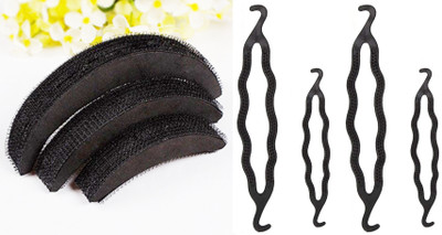 Fezzalo 7 Pcs Combo Premium Magic Clip Juda Twister/ Hair Lock & Banana Puff/ Puff Maker Hair Accessory Set(Black)