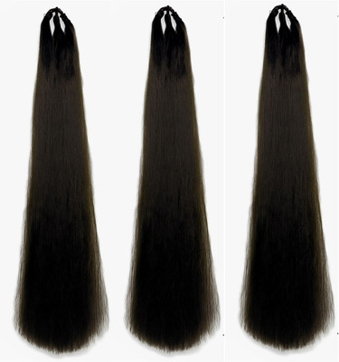 ABS 3 Peice Thick Nylon False Hair Extension, Parandi/Paranda Choti Hair For Women Braid Extension(Brown)