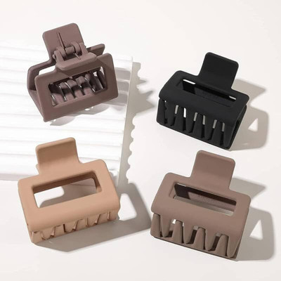 Prityka Beauty Matte Hair Claw Clip Clutcher Strong Hold Non-Slip Jaw Clamp Clutcher 4pc Hair Claw(Multicolor)