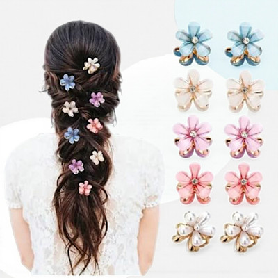 Freebies Pack of 6 Flower Design Mini Hair Clutcher for Women Hair Clip(Multicolor)