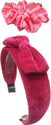 Munavi Elastic Rubber Hair Band hair combo(Pink, Red)