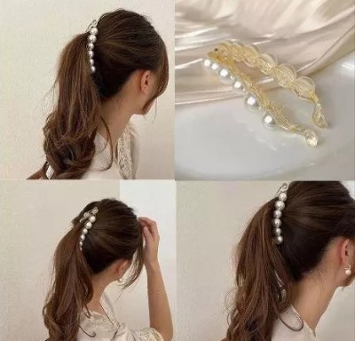 Dreamy Jewels Dreamy Jewels Pearl Hair Clips Banana Clips for Women Banana Clip(White)