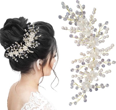 Lykaa Artificial Flowers & Pearl Style Juda Bun Pins Floral Bridal Brooch - Pack Of 1 Bun(Multicolor)