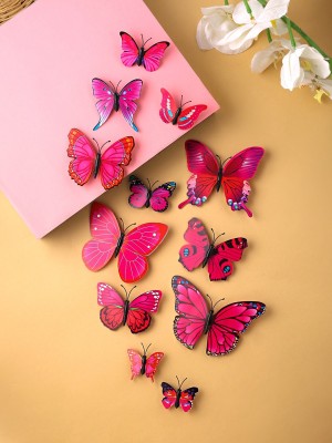 YELLOW CHIMES Hair Clips for Girls 12 Pcs Pink Butterfly Hairclips for Women Hair Clip(Multicolor)