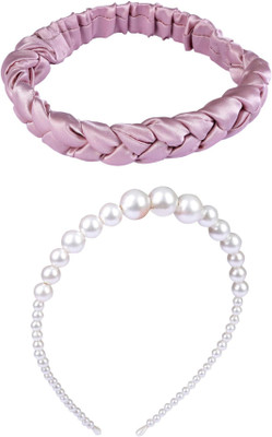 Munavi Elastic Rubber Hair Band hair combo(Pink, White)